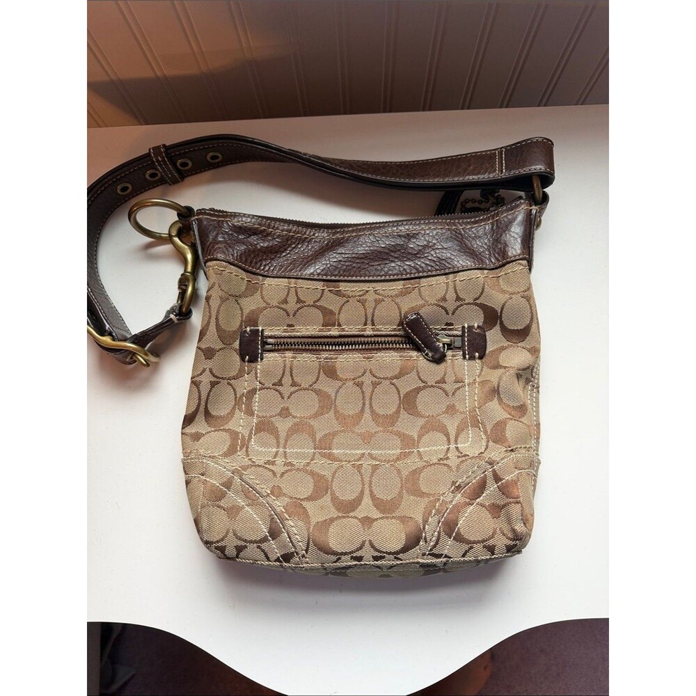 Coach Vintage Tan and Brown Signature Canvas Shoulder Bag